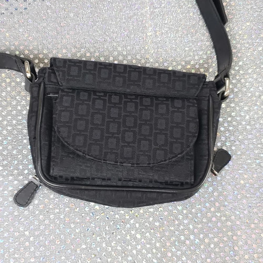 Black Patterned Multi Pocket Shoulder Bag/Purse